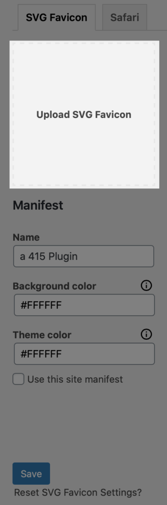 Upload SVG Favicon
